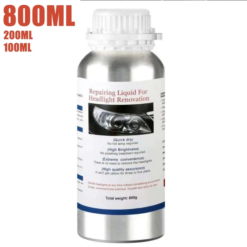 Car Headlight Polishing Liquid Polymer Car Headlamp Renovation Restoration Cleaning Agent 800ml/200ml/100ml Auto Repair Products