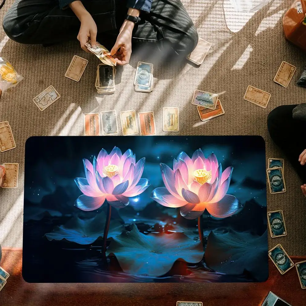 

Коврик для мыши Pink Lotus Design, игровой коврик для карт HD, большие компьютерные офисные коврики для мыши 35X60 см, противоскользящий коврик для MTG DTCG CCG RPG, коллекционные коврики