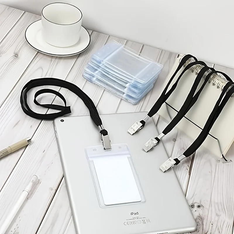 Strapazierfähiges Kunststoff-Halsband mit Drehclip, wasserdicht, wiederverwendbar, mit transparentem Namensschild für Schule, Büro, Veranstaltungen – Detail 6