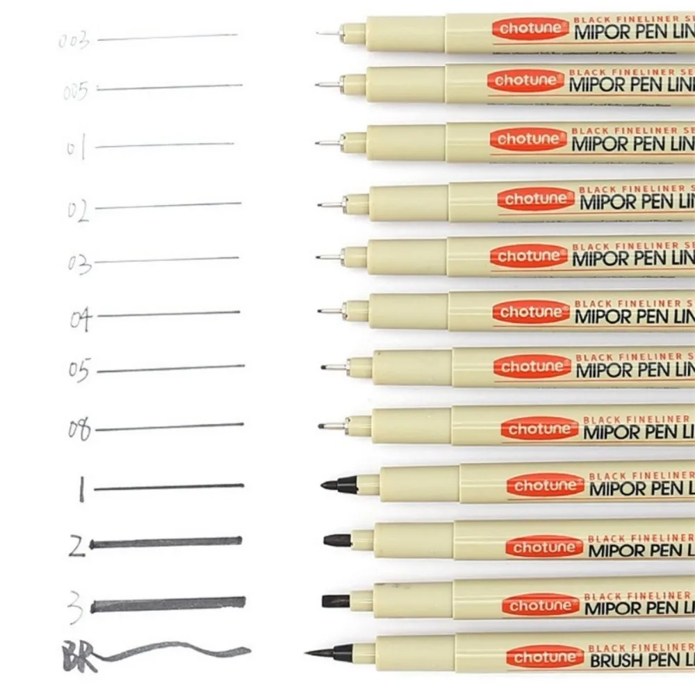 3/4/5/6/7/8/9/10/11/12 Black Fineliner Pens Set Sketching Drawing Hook Line Pen Quick-Drying Graffiti Marker Pens