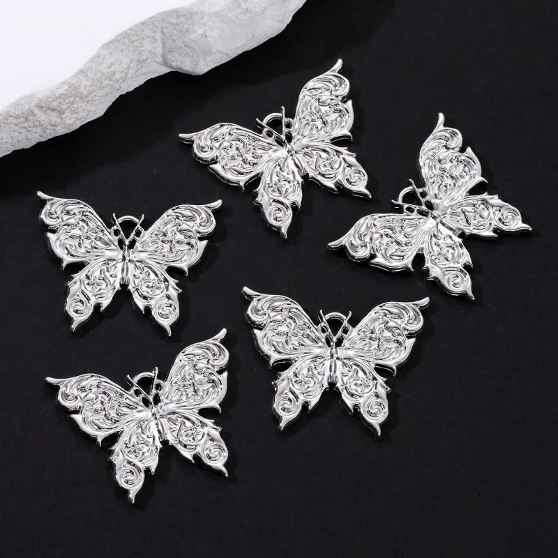 5pcs New Silver Color Big Butterfly 3D Stereoscopic Animals Advanced Sexually Frigid Style For Making DIY Jewelry Findings