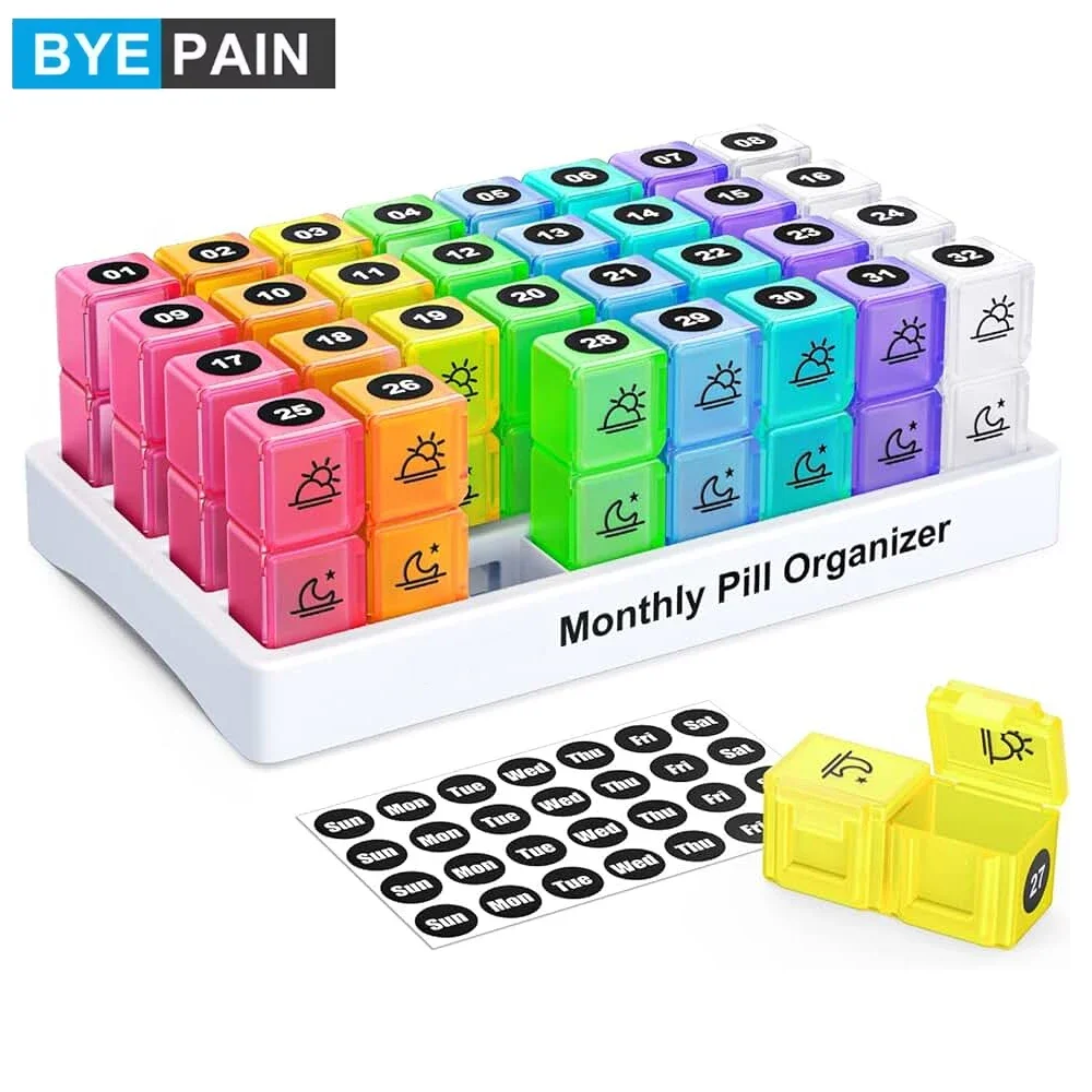 1PCS Monthly Pill Organizer, 31 Day Pill Box with AM PM Compartments, Large Monthly Medicine Organizer for Vitamins, Supplements