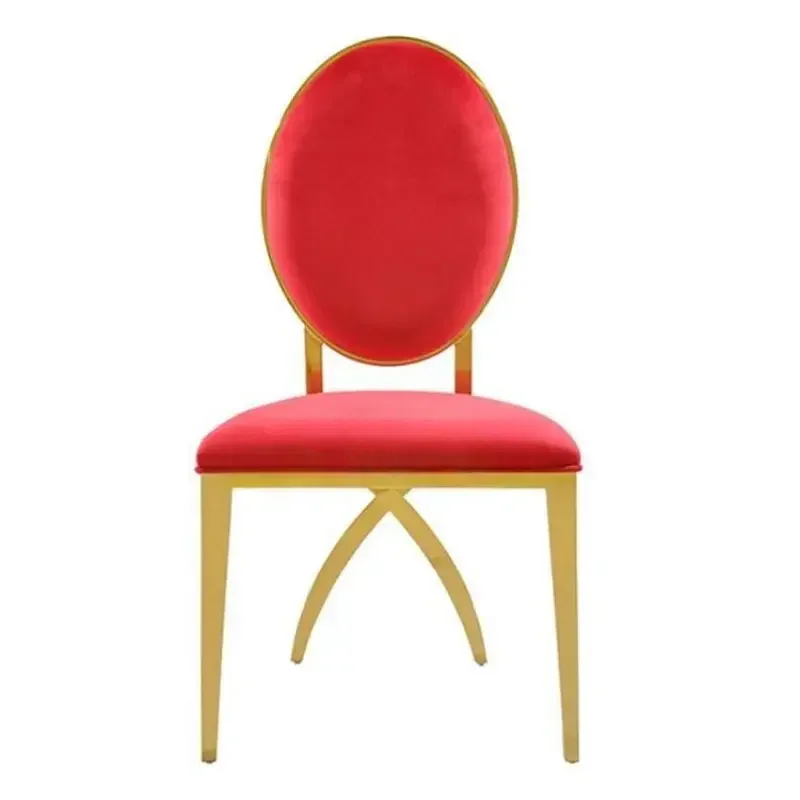 

High end red restaurant event party stainless steel frame gold dining chair