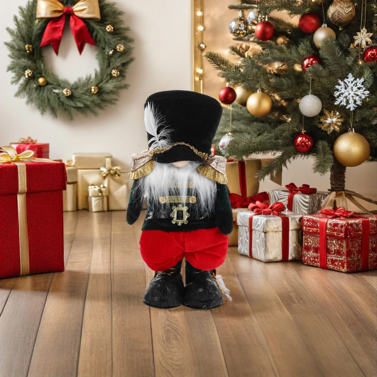 

Faceless Nutcracker Figure: Extendable Standing Christmas Decor for Home Table Holiday Display Premium Walnut Soldier Decoration