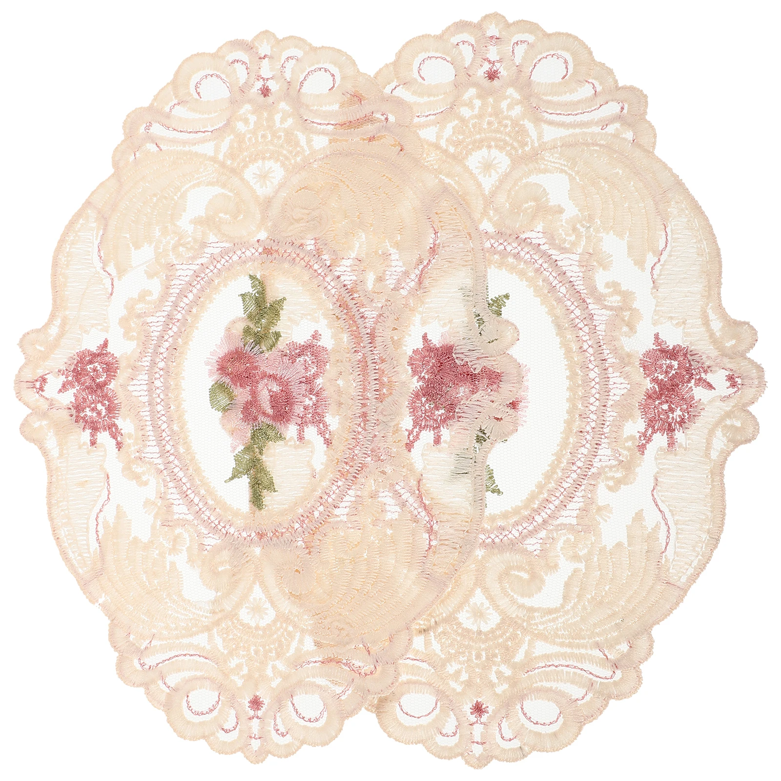 

2pcs Lace Placemat Elegant Milk Silk Embroidered Cutlery Mat Non Slip Heat Resistant Coaster Set Boho Table Decor