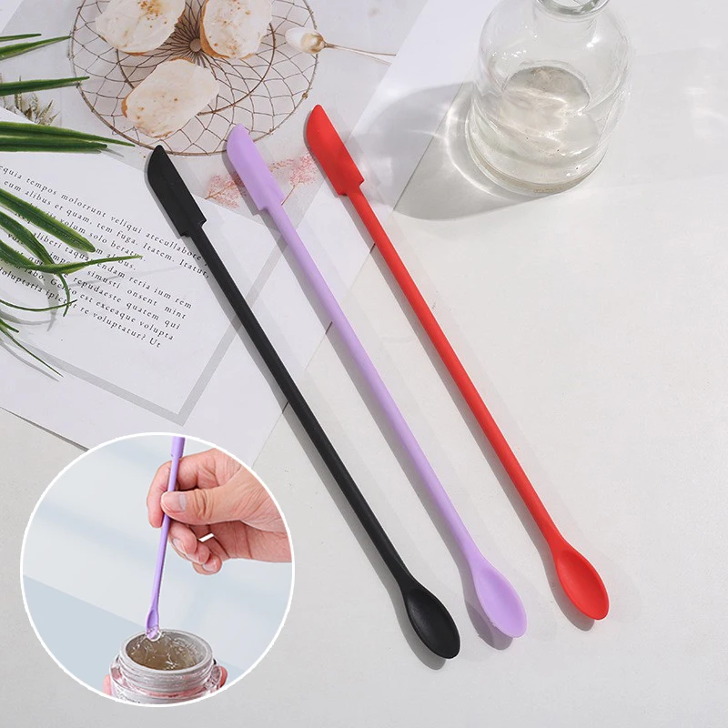 Juego de cucharas de silicona 2 en 1, herramientas para el cuidado de la piel, raspador, base líquida cosmética, cuchara para crema facial