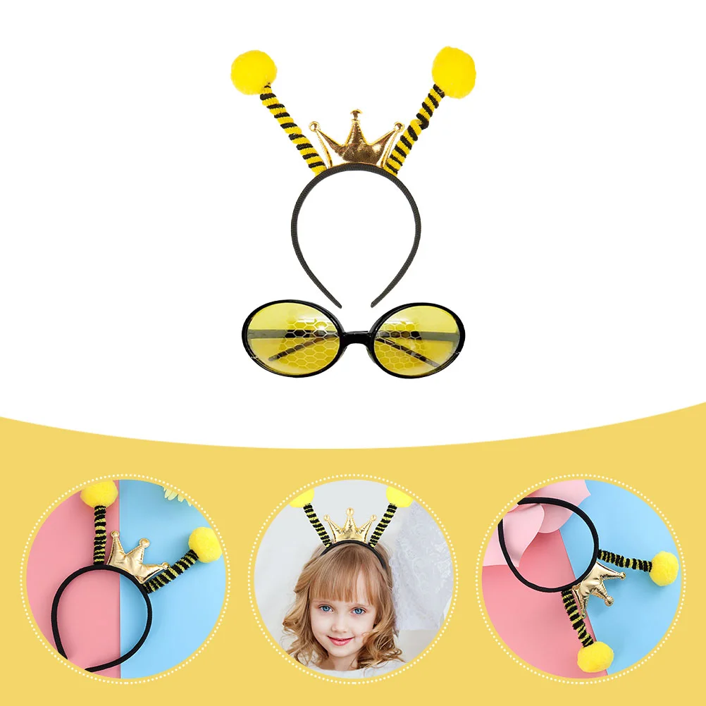 2 Pcs Bee Headband Glasses Set Fun Party Accessories Lightweight Comfortable Material Carnival Easter Prom Masquerade