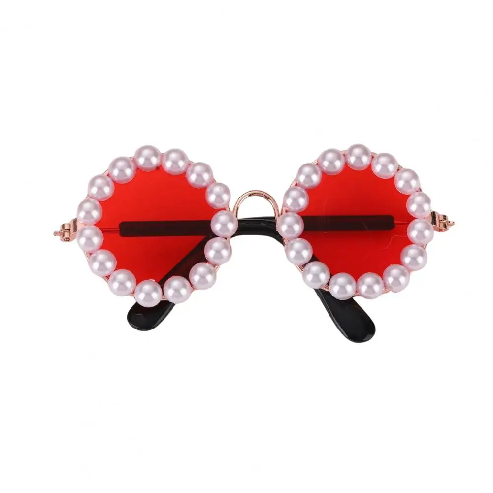 High-quality Pet Eyewear Pet Sunglasses with Faux Pearls Decoration for Cats Dogs Lightweight Photo Accessory for Festivals