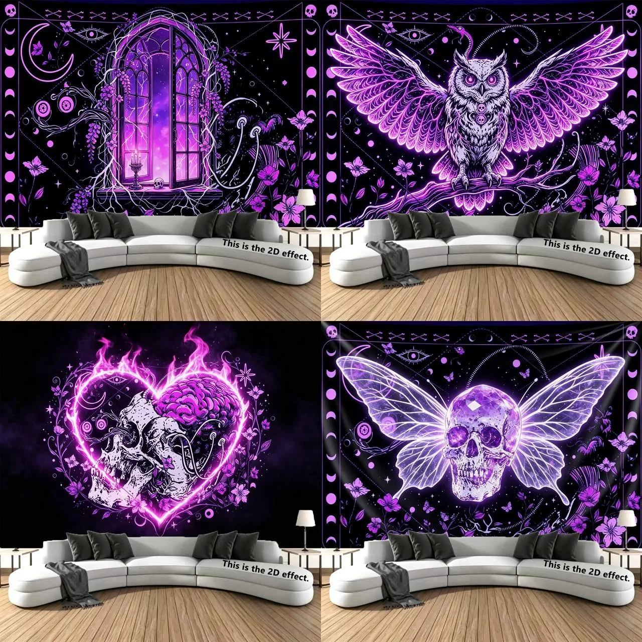 Gothic Purple Neon Tapestry Background Cloth Hanging Cloth Bedroom Bedside Decorative Wall Cloth