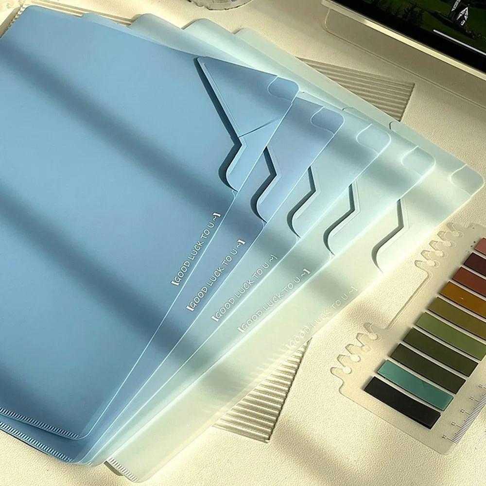 

5pcs/set Portable Plastic File Folders Waterproof Large Capacity File Organizer Clipboard Sorting Storage Bag Stationery