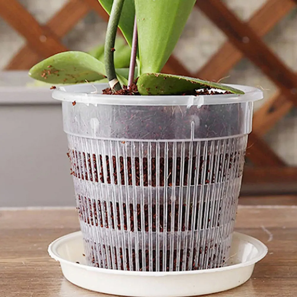 3Pcs Clear Breathable Orchid Pots Slotted Pot Planters Root Control Indoor Outdoor Plastic Flower Pots for Gardening