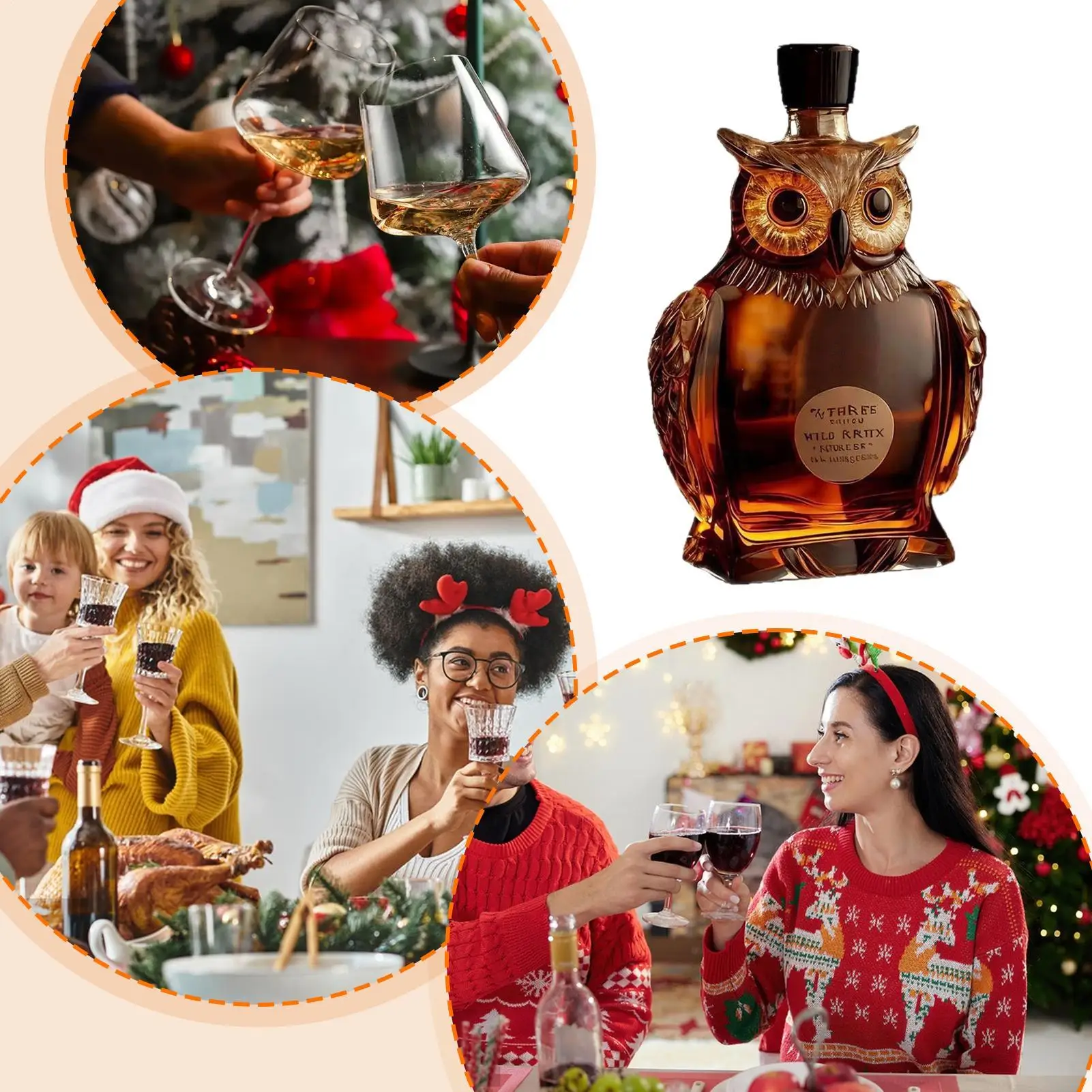 Novelty Whiskey Decanter Bottle 350ml Owl Shape Vintage Wine Decanter Glass Bottle for Father Boyfriend Grandfather