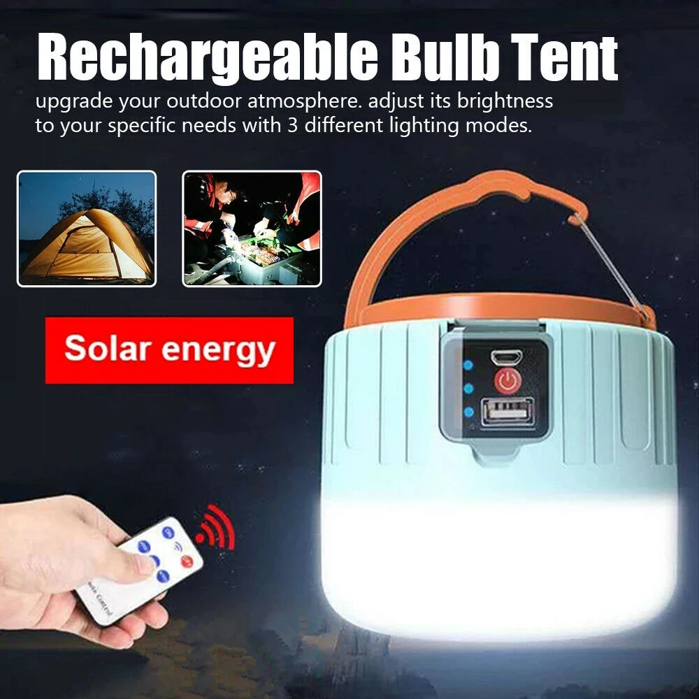 USB Rechargeable LED Camping Solar Light Outdoor tent Lamp Portable Lantern Night Emergency bulb Flashlight For Camping Hiking