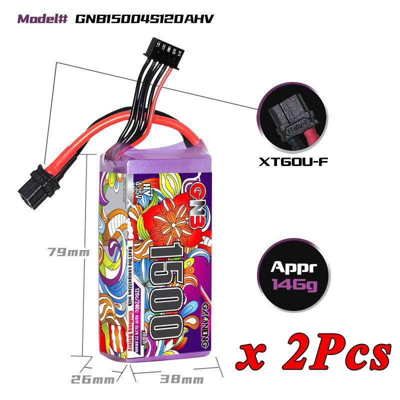 1/2Set GNB 4S 6S 1100/1300/1500/1850mAh 15.2V 22.8V 120C Met XT60 voor FPV Drone Helikopter Vliegtuig Oplaadbare Lipo Batterij