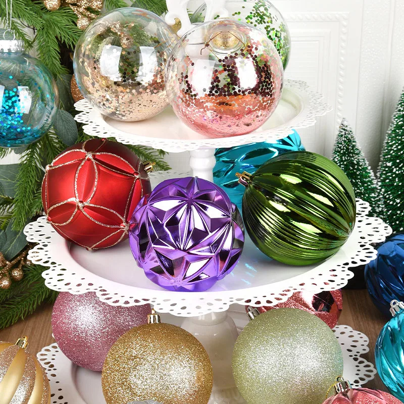 

10CM Painted Christmas Balls Christmas Tree Scene Arrangement Hanging Balls Flower Garlands Rattan Pendants Christmas Ornaments