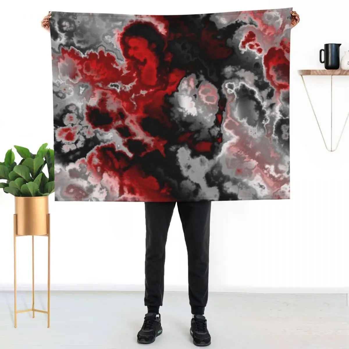 

Black red gray and white abstract 2 Throw Blanket Soft Comfort Blanket for Reading Watching TV