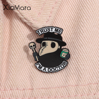 Plague Doctor Enamel Pin Trust Me I'm a Doctor Punk Beak Face Animal Brooch Lapel Badge Halloween Jewelry Gift For Friends