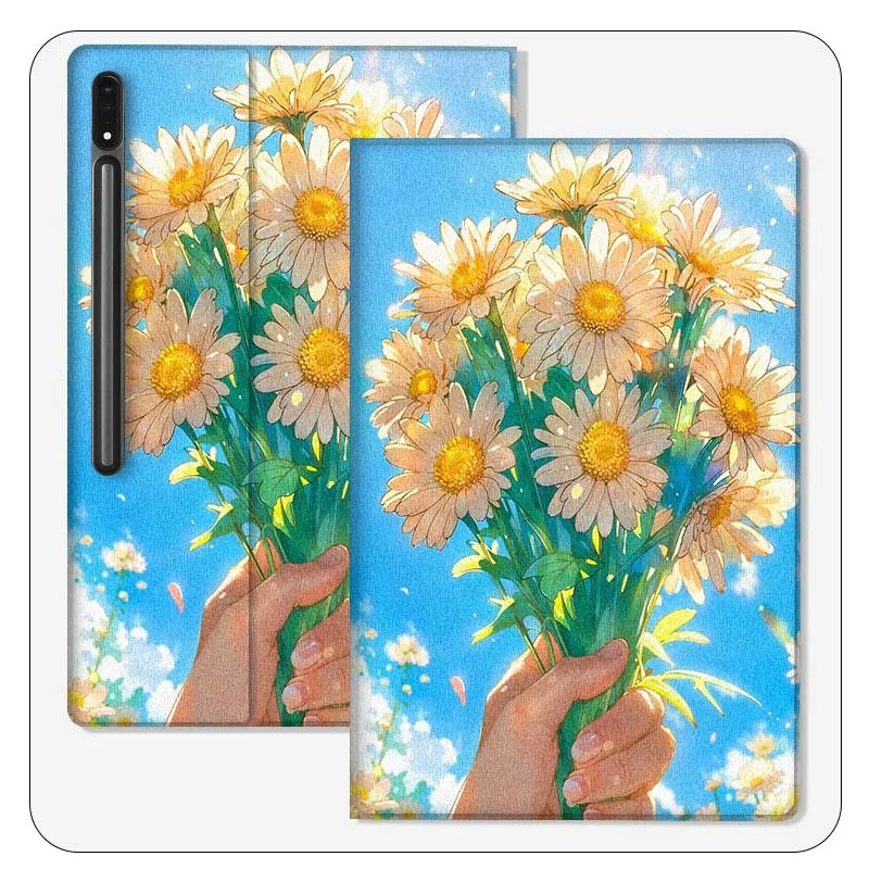 

Beautiful Flower Girl Bicycle For Samsung Galaxy Tab S9 S10 S6 S7 S8 FE Plus Lite Inch Foldable Cover Tablet Case