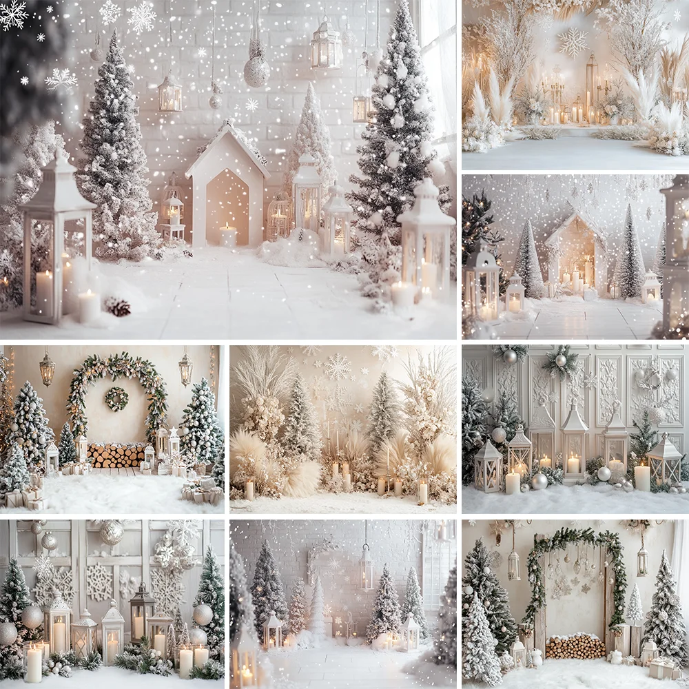 

Photography Background White Whimsical Christmas Snow Forest Xmas Tree Kid Holiday Portrait Decor Backdrop Photo Studio