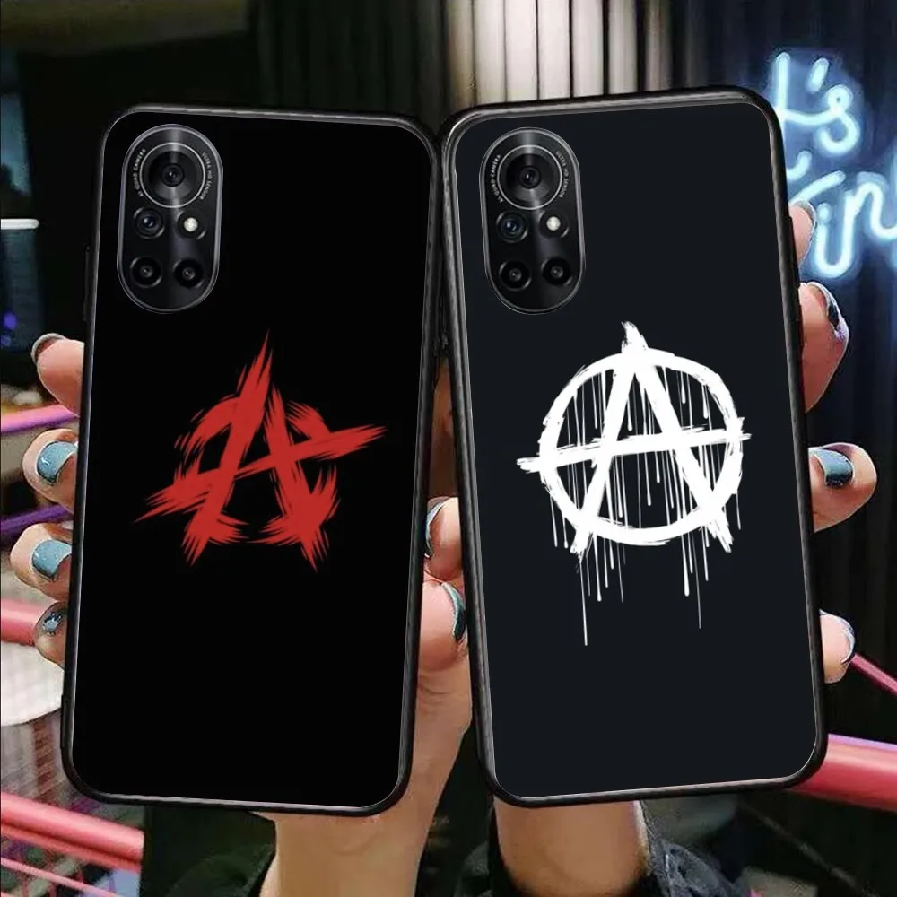 Anarchy Symbol Mobile Cell Phone Case for Honor 90 70 50 20 7S X9 X8 X7 Magic 4 3 Pro Black Soft Phone Cover Funda