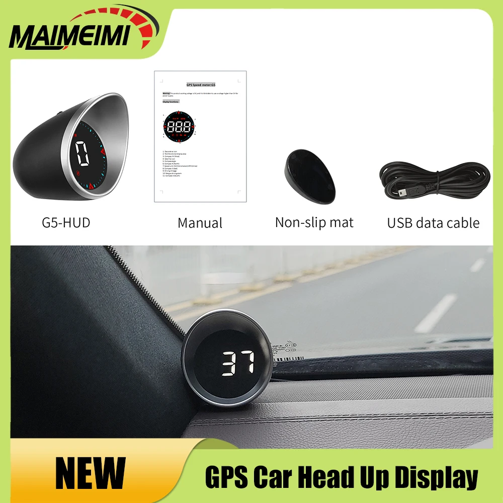 

G5 HUD Car GPS Head Up Display Digital Alarm Overspeed Warning Universal Speedometer LED Backlight GPS Compass Auto Accessories