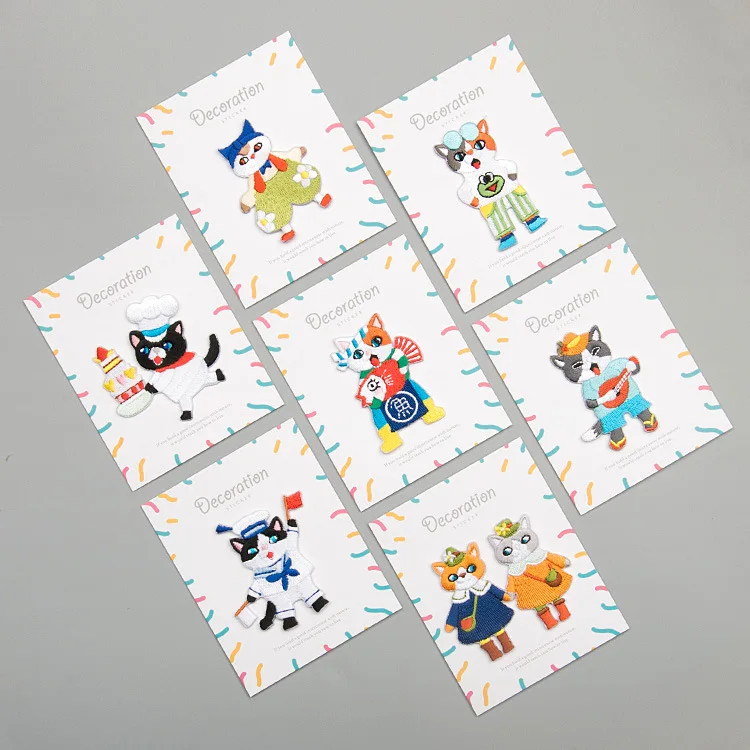 Cartoon Cat Anime Patches Seaman Patch Girl Boy Children Iron for Clothing Embroidery Patch 3d Stickers Decorations