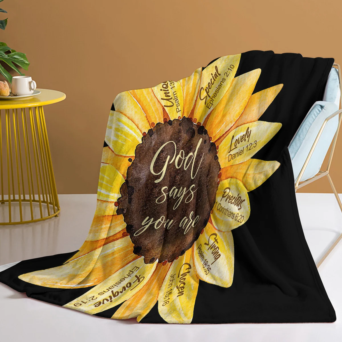 God Says You are Sunflowers Blanket Yelloe Printed Warm Cozy Soft Throw Blanket for All Season for Couch Sofa Bed