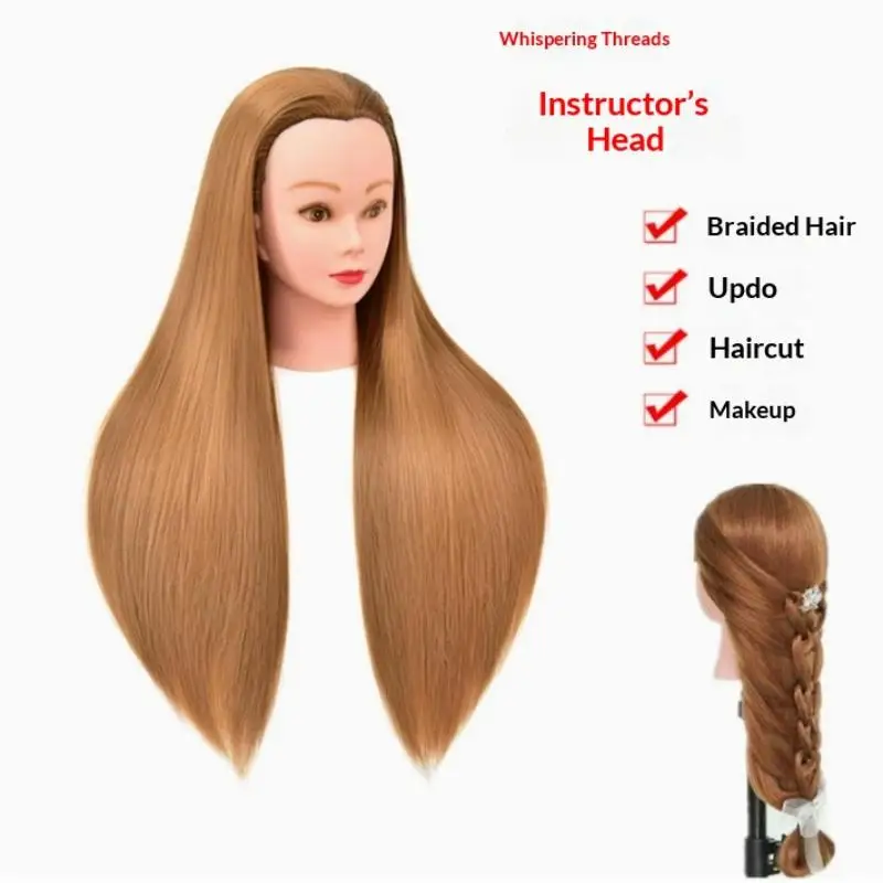 26 Zoll langer, realistischer Schaufensterpuppenkopf mit synthetischem Haar, Schönheitstrainingshilfe für Friseure, Make-up-Übungs-Schaufensterpuppenkopf C – Detail 4
