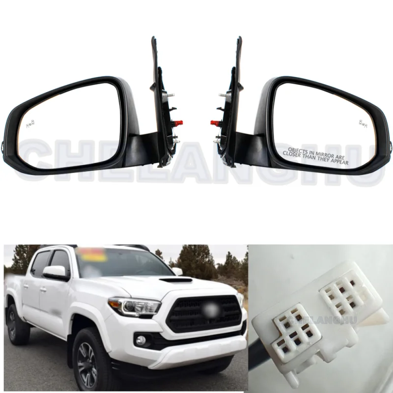 

Mirror Assembly For Toyota Tacoma 2016 2017 2018 2019 2020 2021 US Pair 8 Pins White Heated Power Adjust Blind Spot Power Fold