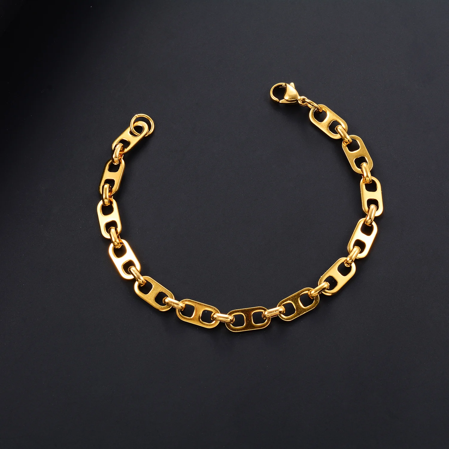 6 mm breites Edelstahl-Armband, Schweinsnase-Kette, klassischer Punk-Schmuck für Damen und Herren. – Detail 4