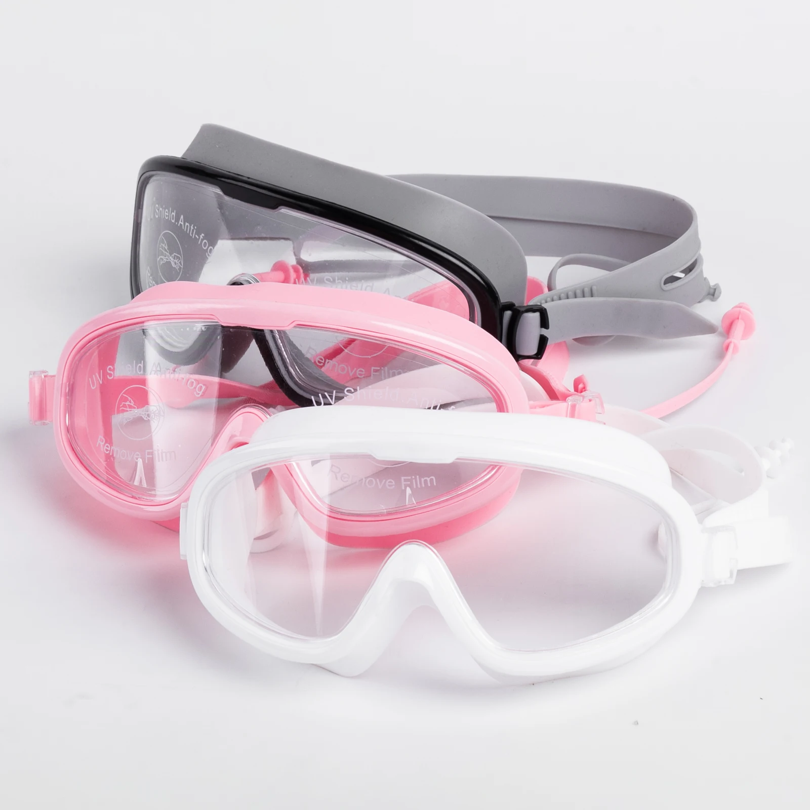 

Розовые очки для плавания в большой оправе для взрослых, регулируемый ремешок, защита от запотевания и ультрафиолета, удобные очки для плавания широкого зрения для