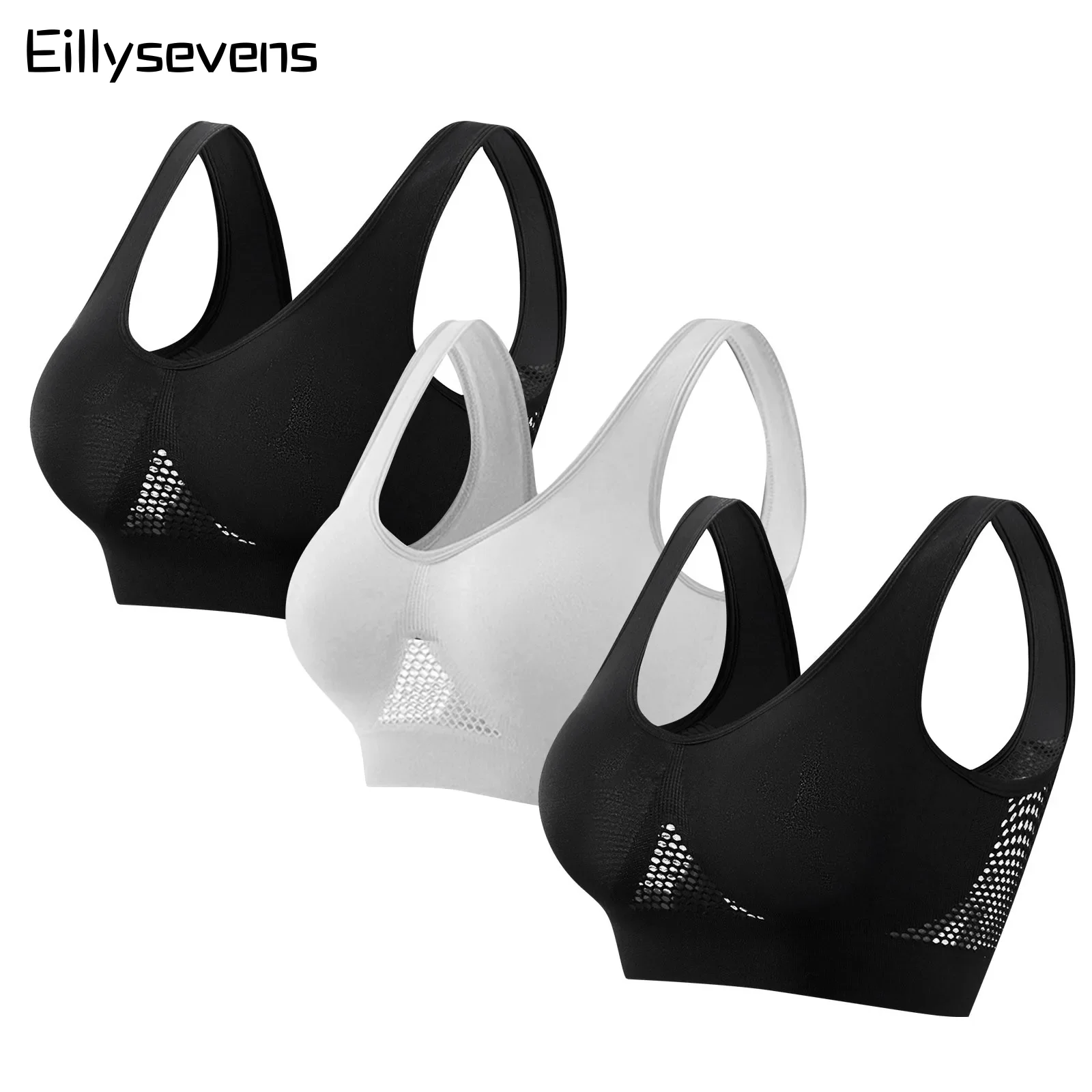 3pc Women'S Running Vest Bra Daily Casual Sports Fitness Yoga Beauty Back Tank Bra Plus Size Breathable Vest Without Steel Rims