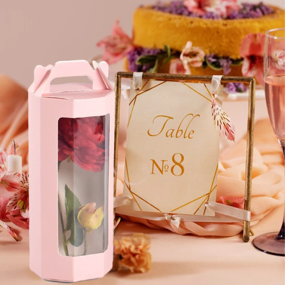 30pcs Octagonal Transparent Display Box Wedding Party Festival Cute Window Folding Flower Candy Gift Box