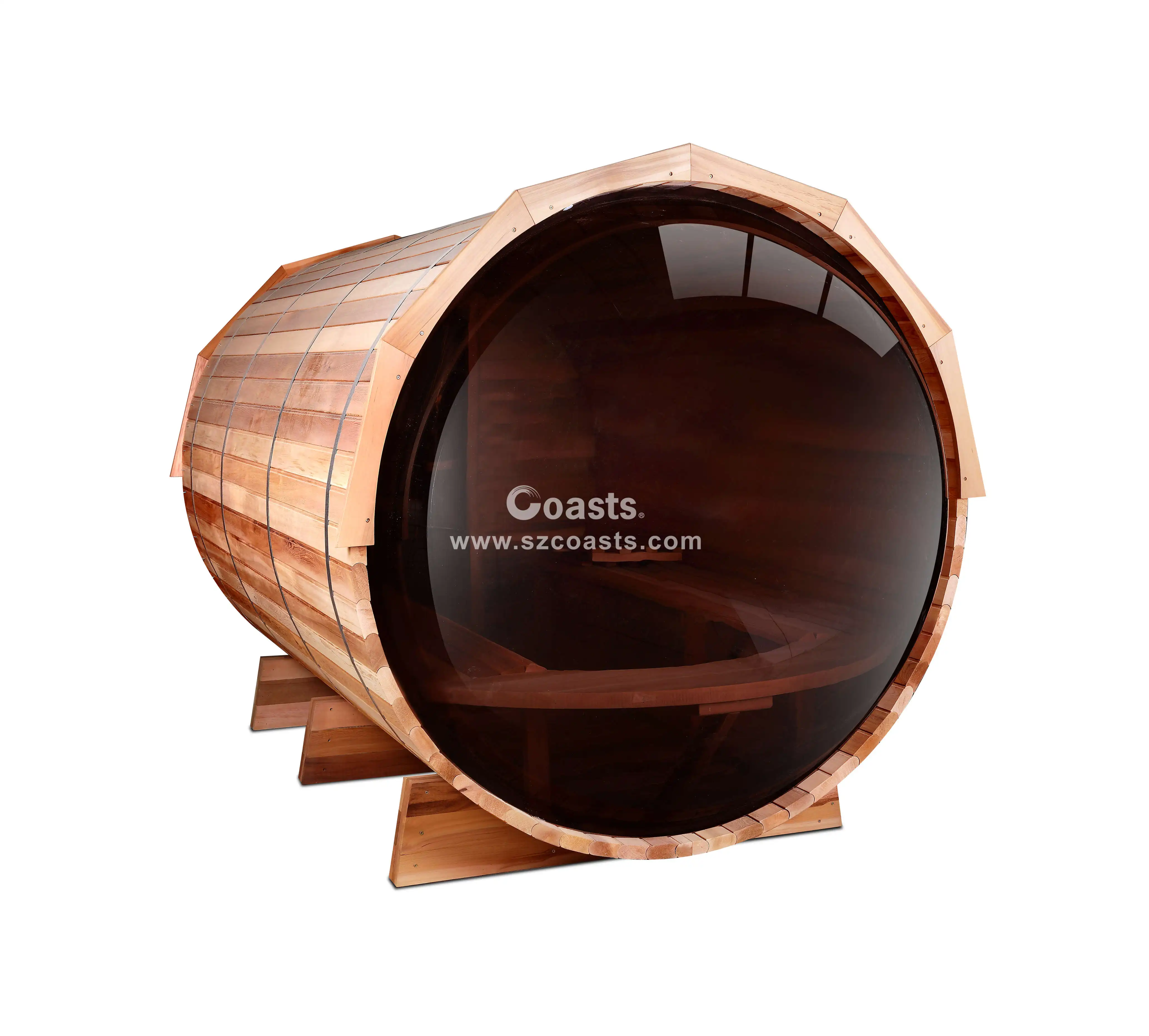 Cedar Barrel Sauna Outdoor Wooden Barrel Sauna With Panoramic Window Outdoor Sauna Room