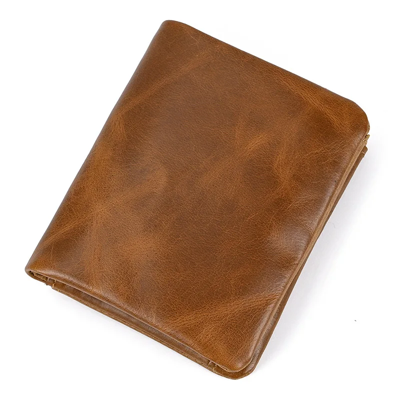 Leather Short Wallet Men Vintage Coin Purse Men Card Holder With Multiple Card Slots Genuine Leather Women Wallet Cash Pack Male