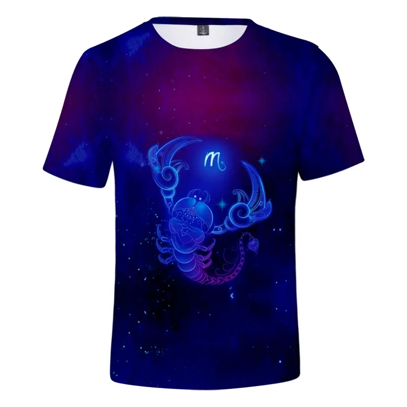 Classtic 12 Zodiac Signs T-shirt Sweatshirt Aries Taurus Gemini Cancer 12 Constellations Men/Women Short sleeve 3D thin T shirt