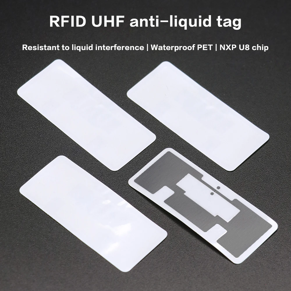 RFID UHF Tag PET Adesivo Resistente ai liquidi 18000-6C EPC Classe 1 Gen 2 860-960 MHz NXP U8 Chip Etichetta PET elettronica 915 MHz 20 PZ