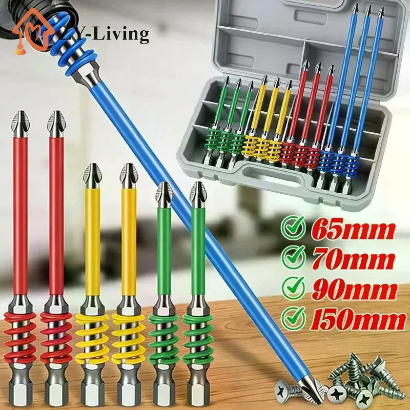 Magnetic Anti Slip High Hardness Screwdriver Bit Set With Multiple Sizes And Storage Case Perfect For Home Repair Woodworking