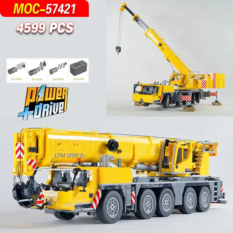 MOC-57421 Klassischer ferngesteuerter Kran-Baustein-Modellbausatz – 4599 Teile Schwierigkeitsgrad Maschinenbau Bauspielzeug