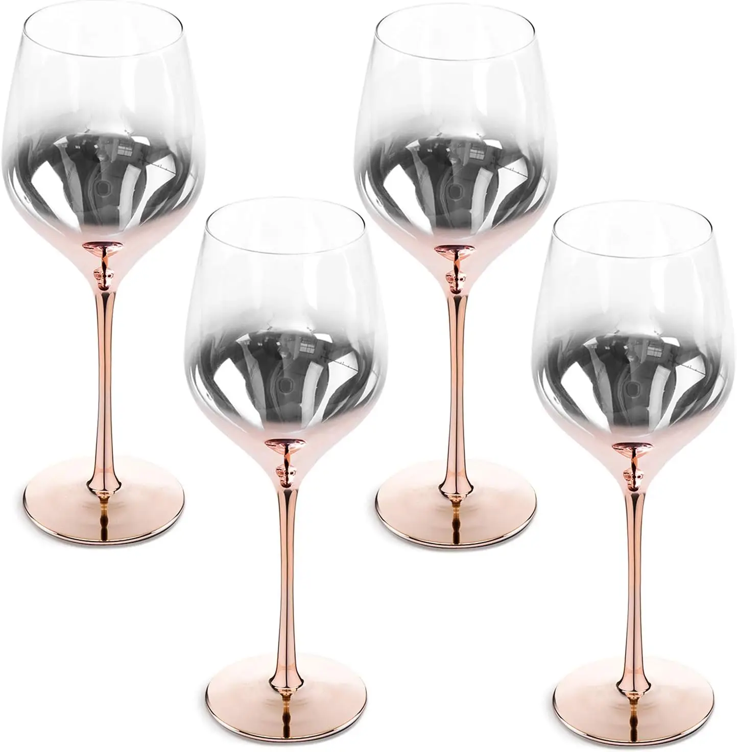 

White Wine Glasses Set of 4, Ombre Rose Gold Colored Wine Glasses Stemware