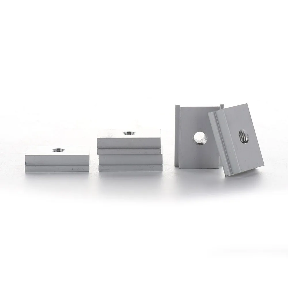 10pcs M6 Thread Size Sliding T-Nuts Aluminum Alloy Material Silver Aluminum T-Shaped Groove Nuts T-Slot Fasteners CNC Machine