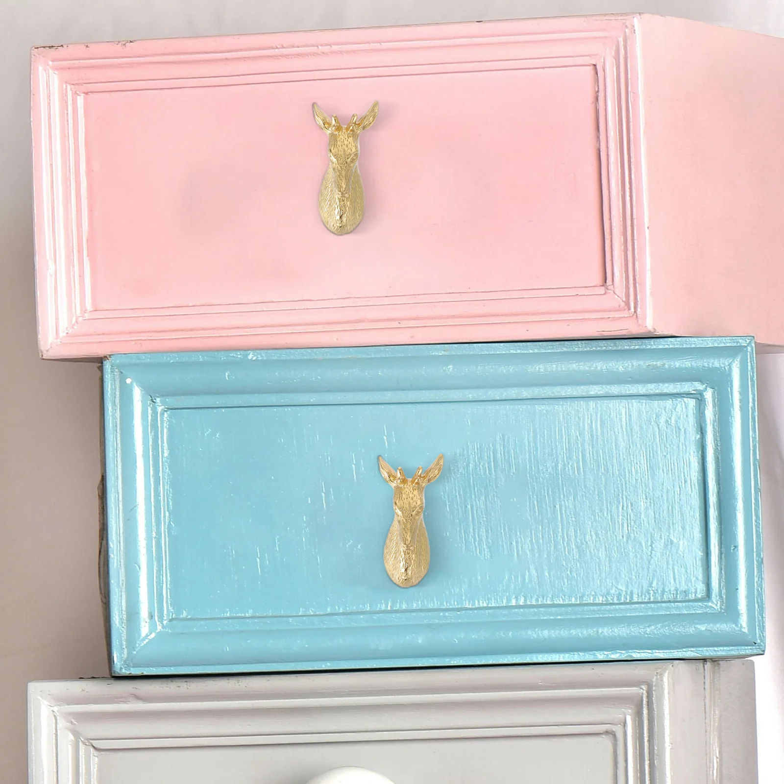 

Vintage Brass Deer Head Cabinet Knob Decorative Drawer Handle Animal Pull for Kitchen Wardrobe Furniture Deer Head Cabinet Knob