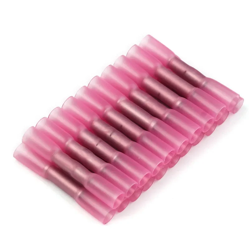 

100/200/500 шт. красные термоусадочные соединители, изолированные водонепроницаемые обжимные клеммы, уплотнение, стыковый разъем электрического провода 22-18 AWG