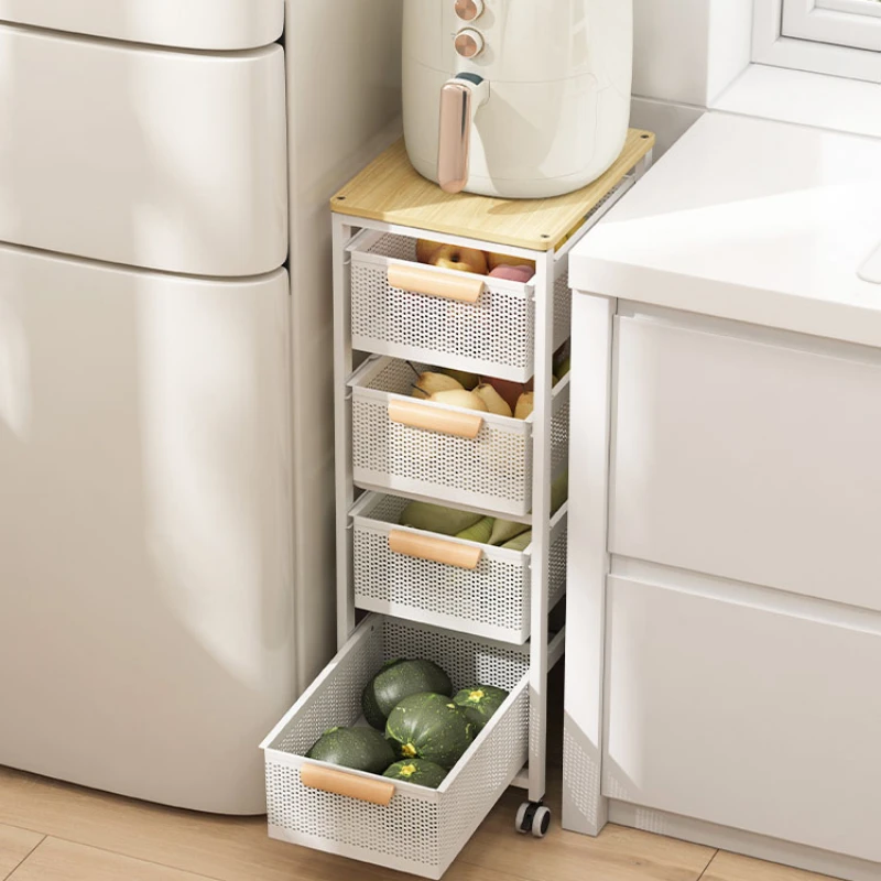 

Kitchen Shelves Without Installation Floor Trolley Bathroom Shelf with Wheels Mobile Grocery Organizers Storage Rack