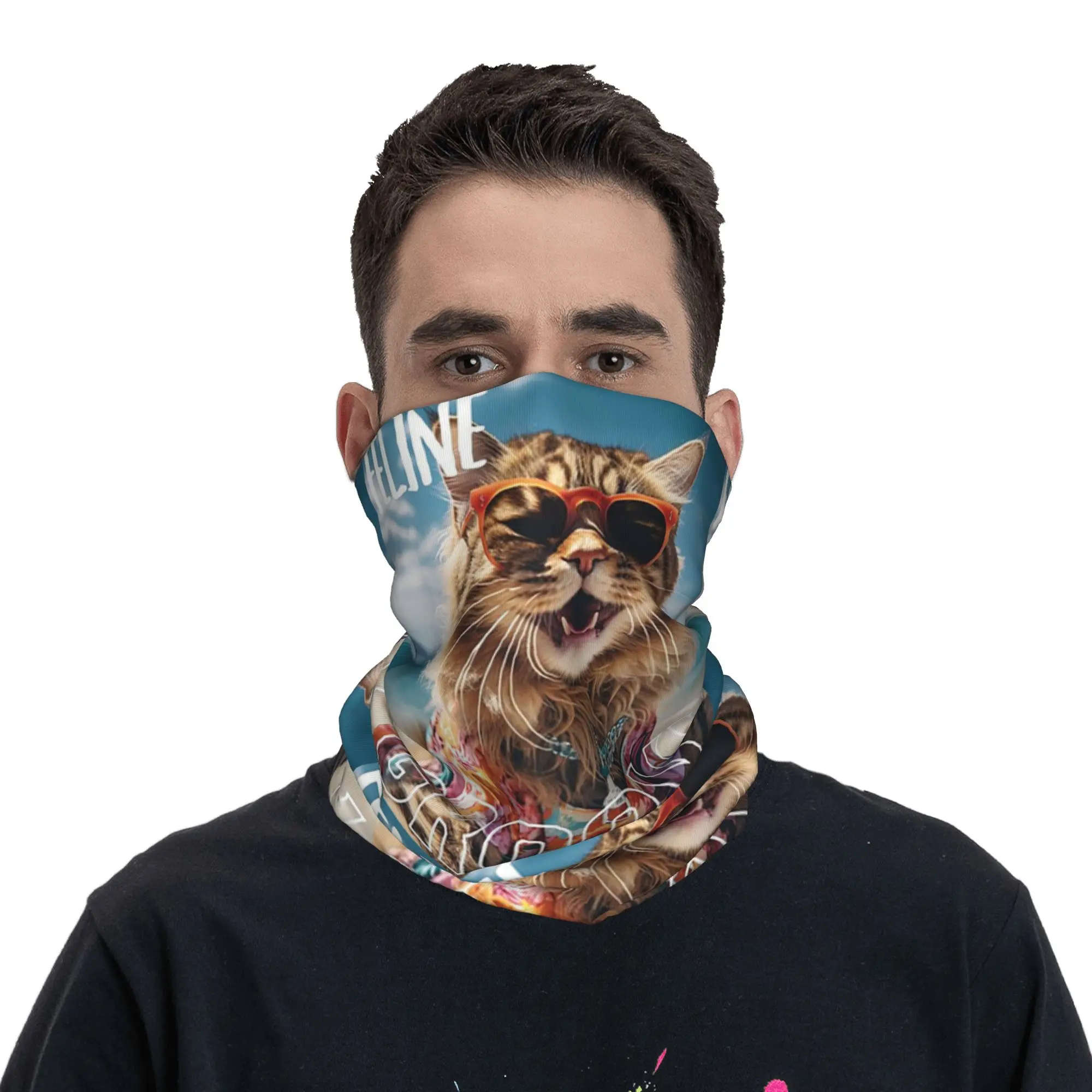 

Многофункциональный шарф-бандана Feline Groovy с принтом для мужчин и женщин, для походов, рыбалки, зимы