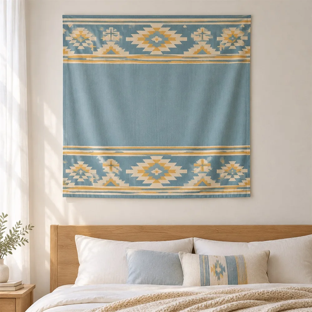 VIKAMA Southwestern Navajo Tapestry Wall Hanging, Aztec Geometric Wall Art, Tribal Decor for Living Room Bedroom Entryway Dorm