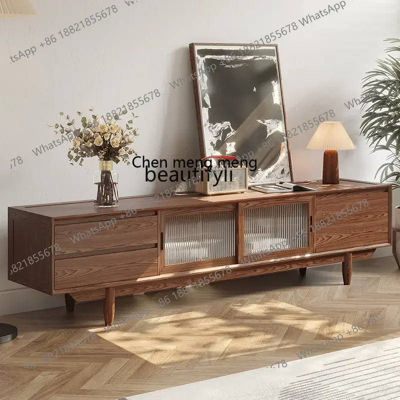 D178 Y zq Nordic and Japanese Style Log TV Cabinet Modern Simple Home Living Room Locker Side Cabinet