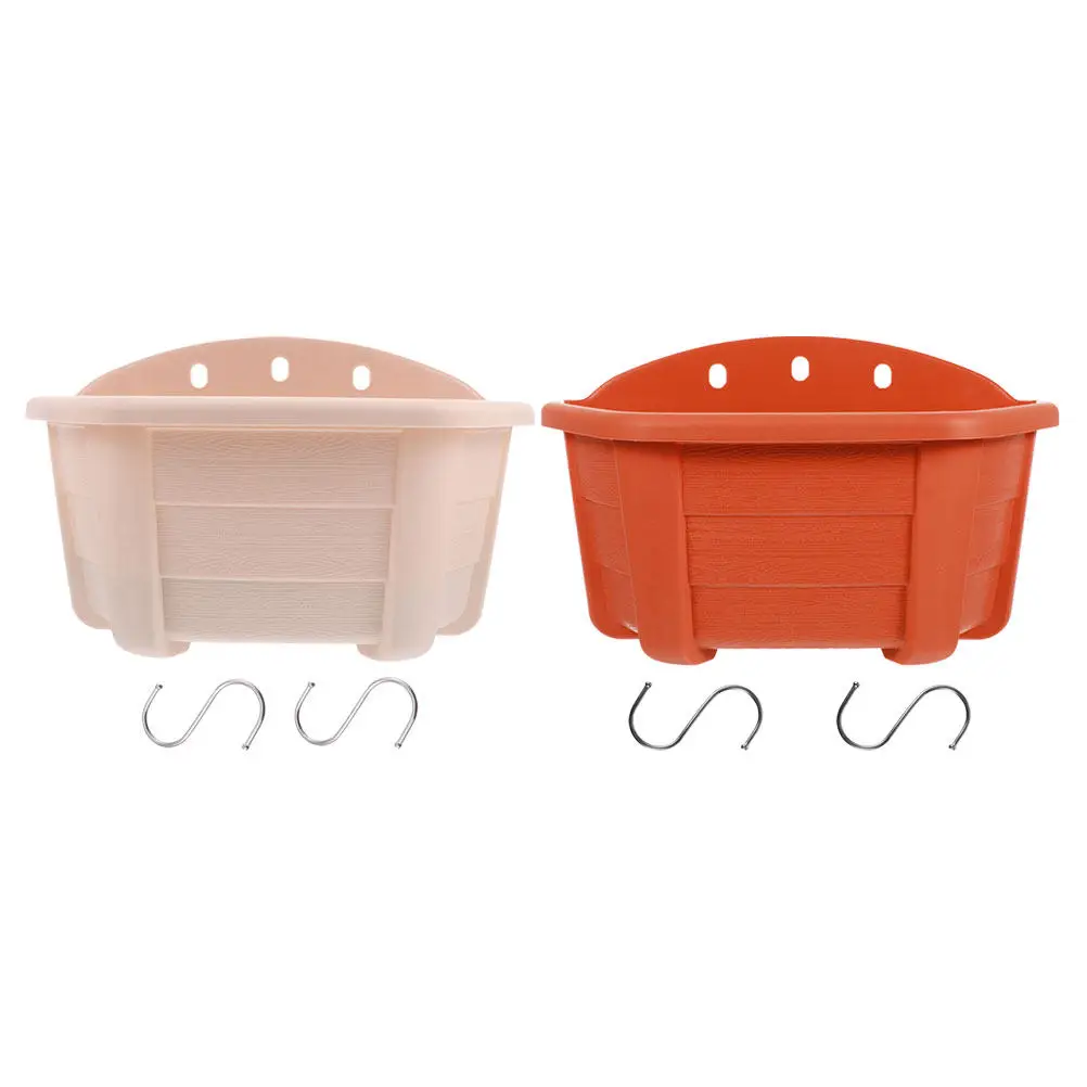 2Pcs Beige White Brick Red Hanging Flowerpots Modern Wall Mounted Plant Pots Space Saving Indoor Outdoor Gardening Flowerpots