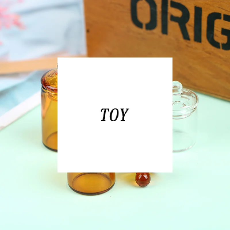 1Pc 1:12 Dollhouse Mini Glass Candy Jar Coffee Bean Storage Bottle Kitchen Decor Toy