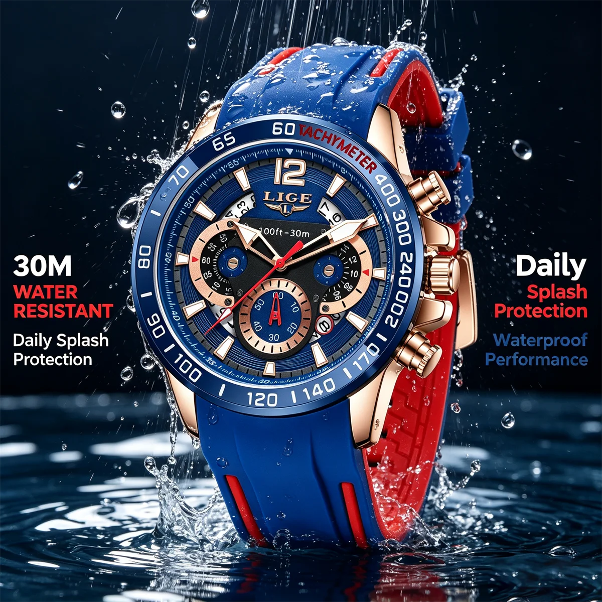 Orologio da Uomo LIGE, Marca O - Rubber Strap Diver recensione e prezzo
